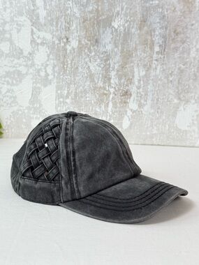 C.C Washed Black Basket Criss-Cross Ponytail Cap NWT